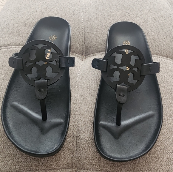 Tory Burch Shoes - $198 Women's Sz 6.5  Tory Burch Miller Cloud Leather Sandal In Black